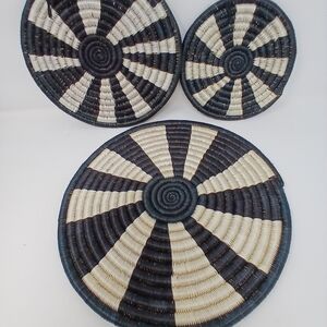 Handwoven Black and White Basket Set